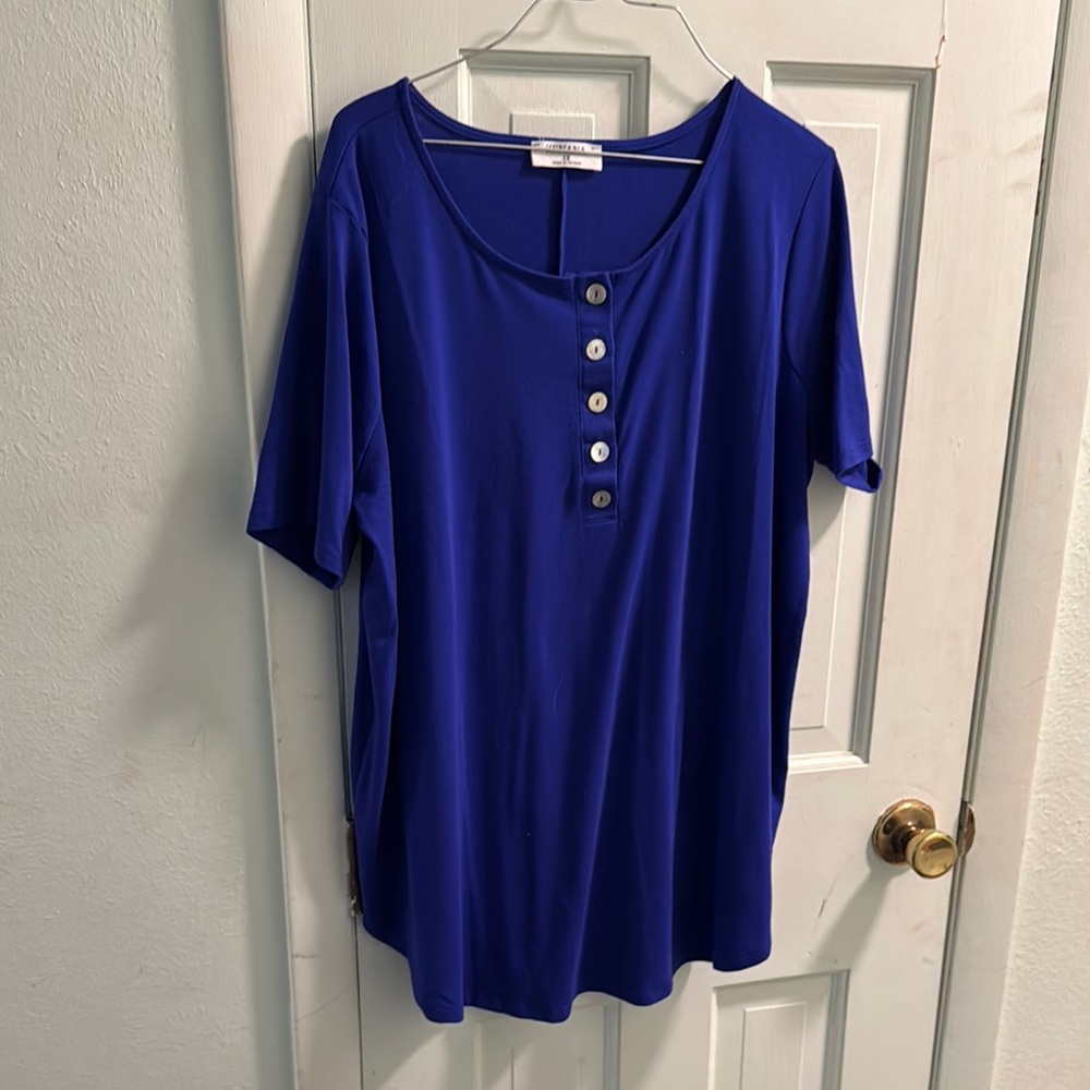 Blue Button-Up Women's Top